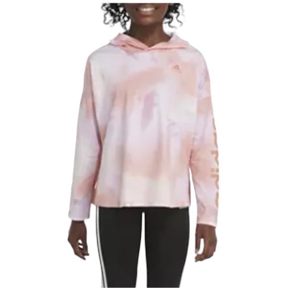 Adidas Girls Long Sleeve Pink Print Hoodie in Size  14/Large - Picture 1 of 7